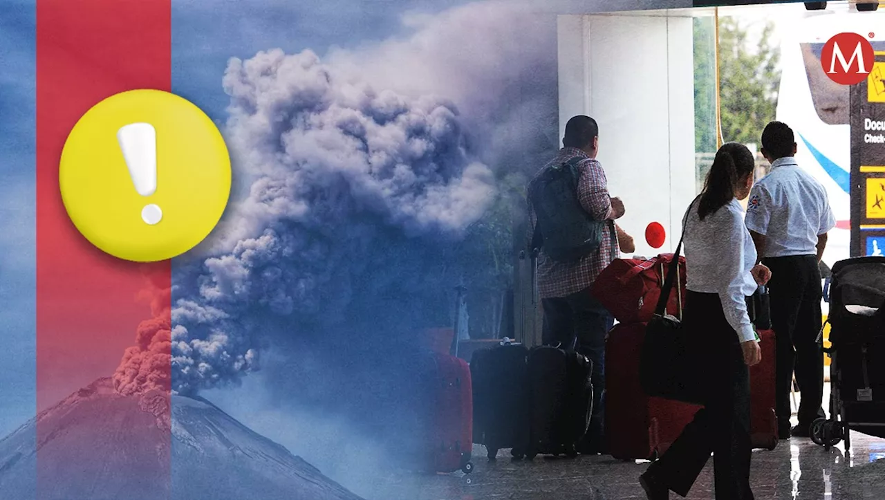 Suspenden operaciones en Aeropuerto de Puebla por caída de ceniza del Popocatépetl