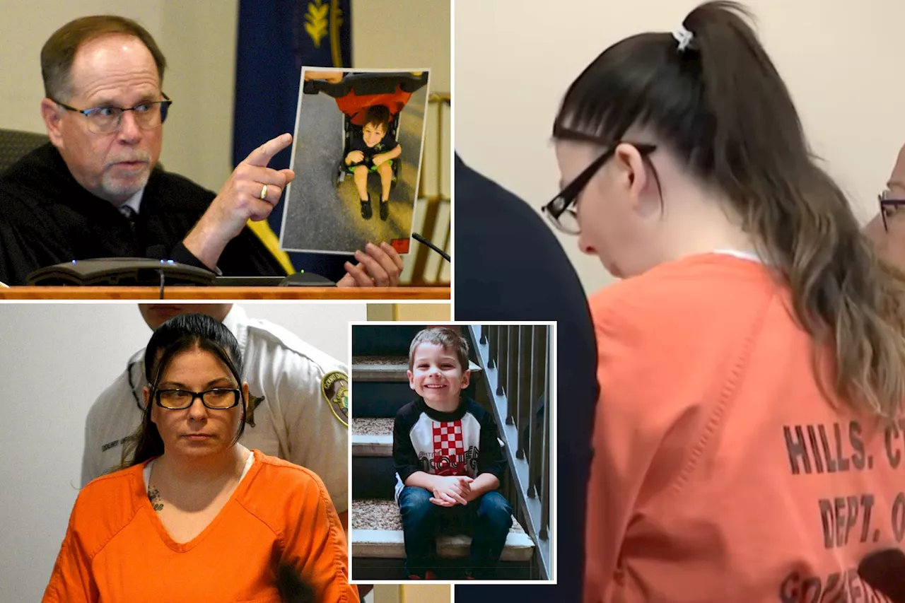 New Hampshire mother who beat and starved her 5-year-old son to death weeps as she's sentenced to over 50 years in prison