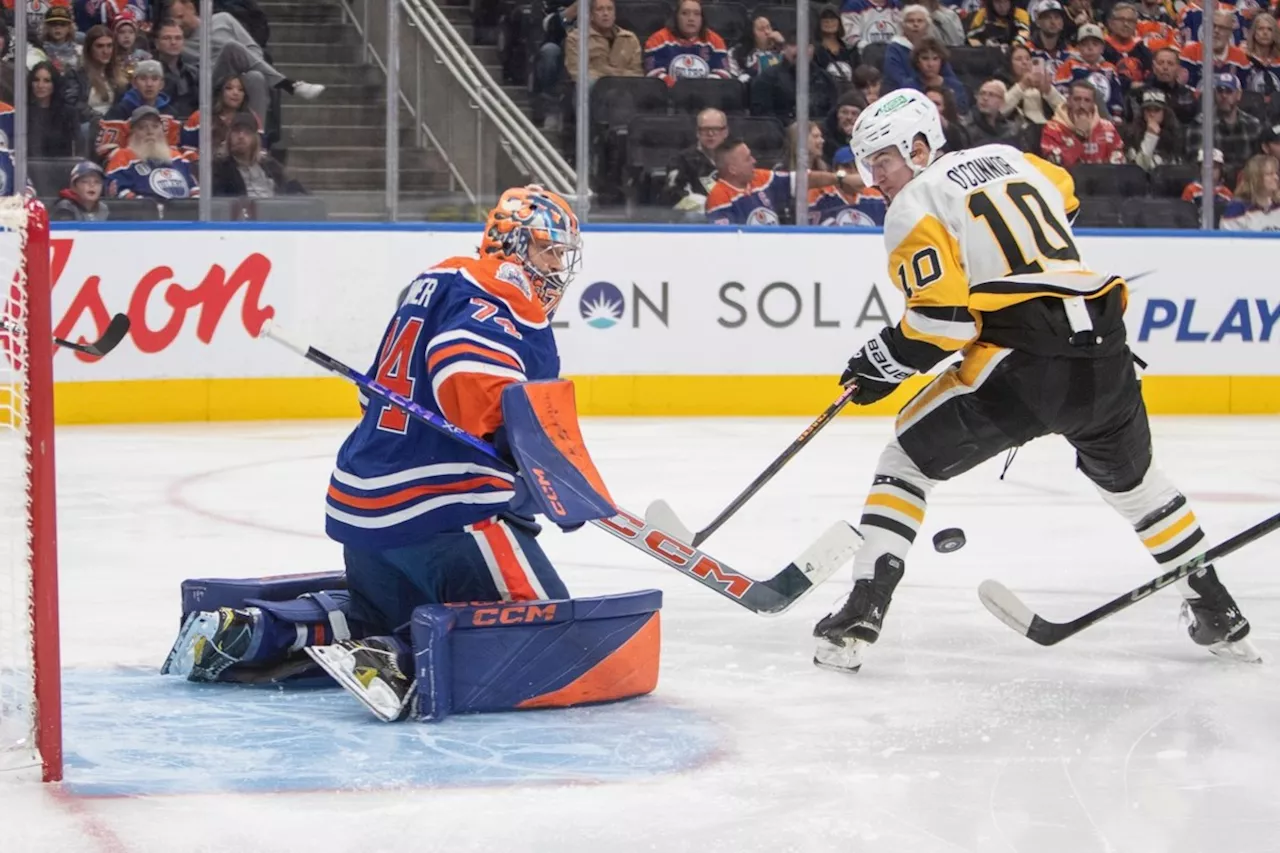 Stuart Skinner earns shutout as Edmonton Oilers blank Pittsburgh Penguins 4-0