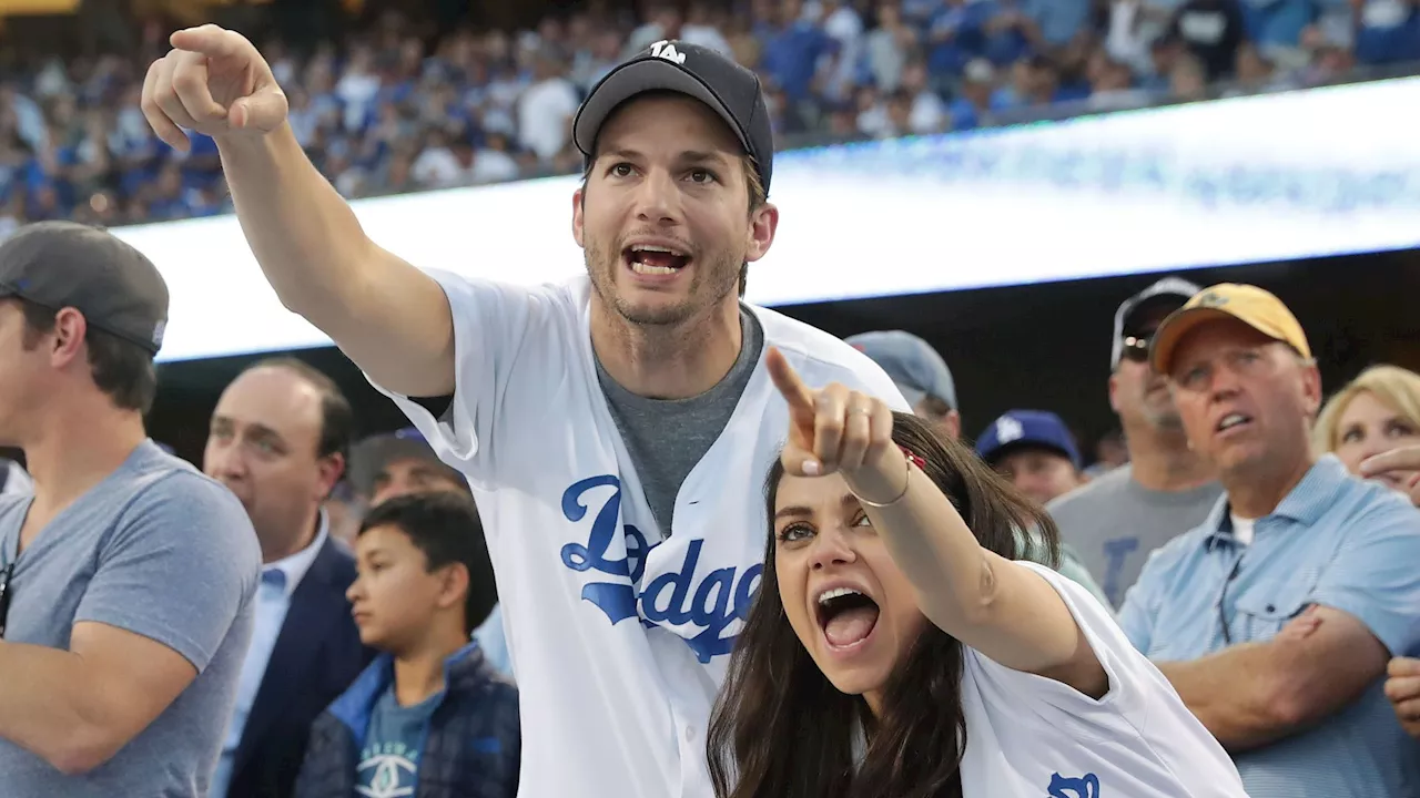 Ashton Kutcher und Mila Kunis genießen Baseball mit den Kids