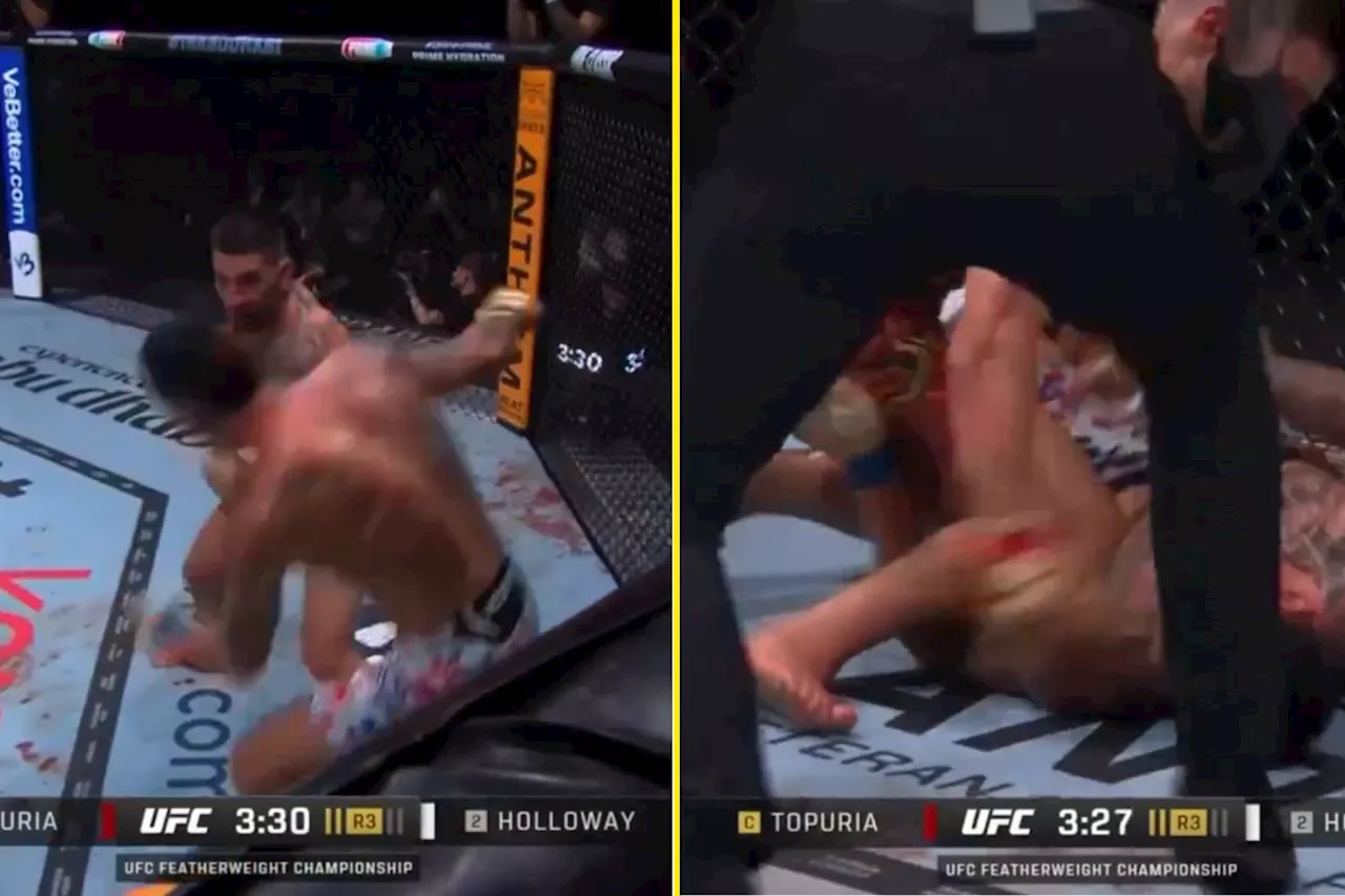 Ilia Topuria flattens Max Holloway with vicious one-punch knockout at UFC 308...