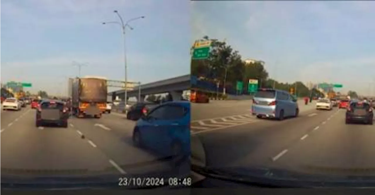 Motorcyclist tries to kick car, ends up losing his slipper