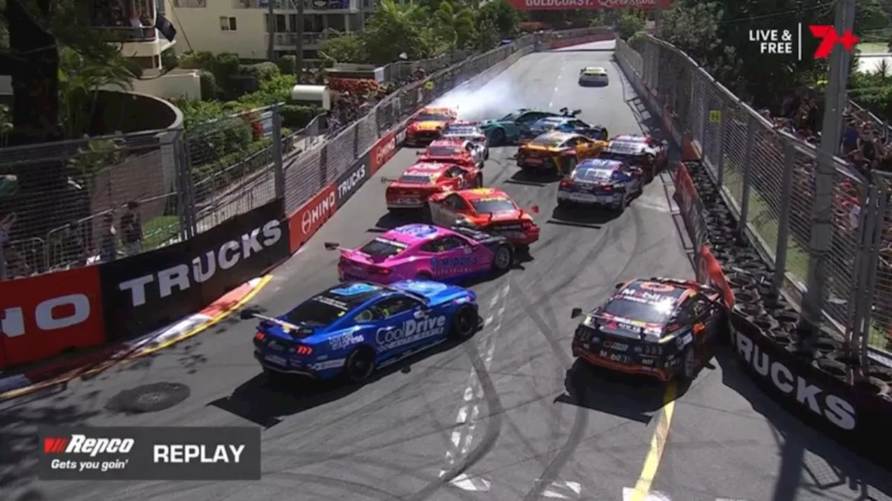 Supercars’ Gold Coast 500 rocked by eight-car ‘catastrophe’ on lap one