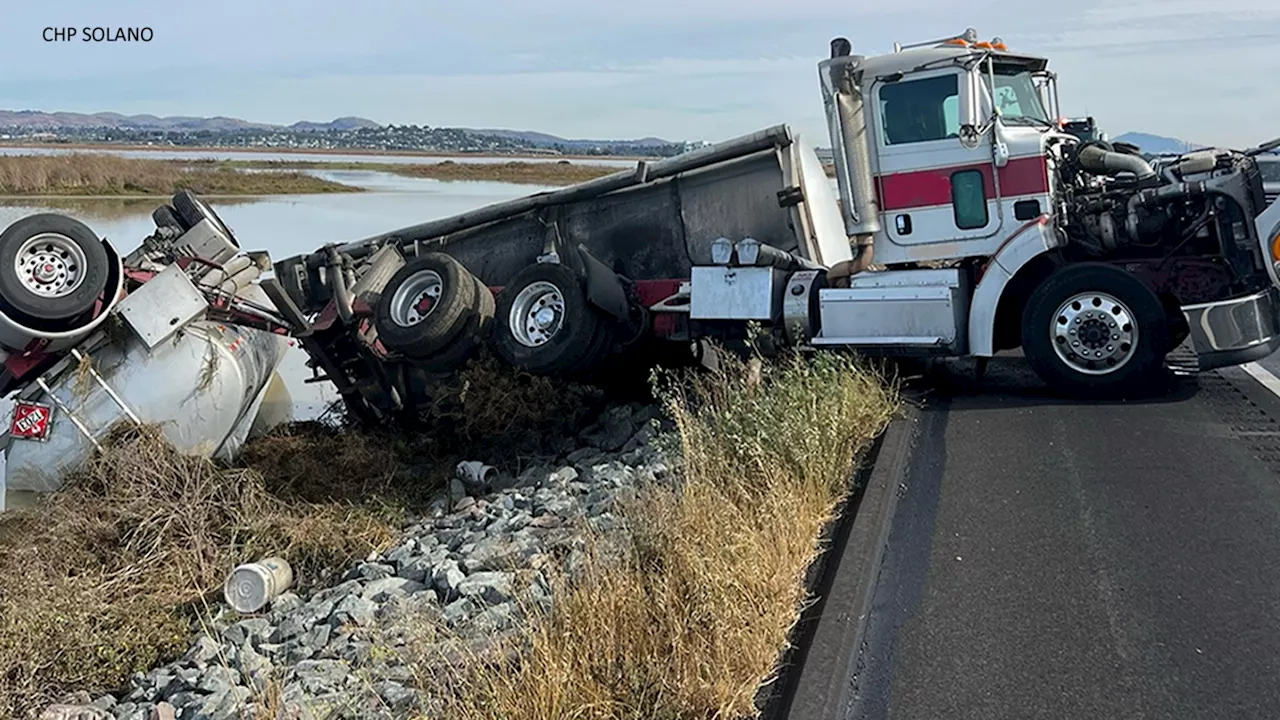 All lanes of Highway 37 reopen after big rig overturns near Vallejo, CHP says