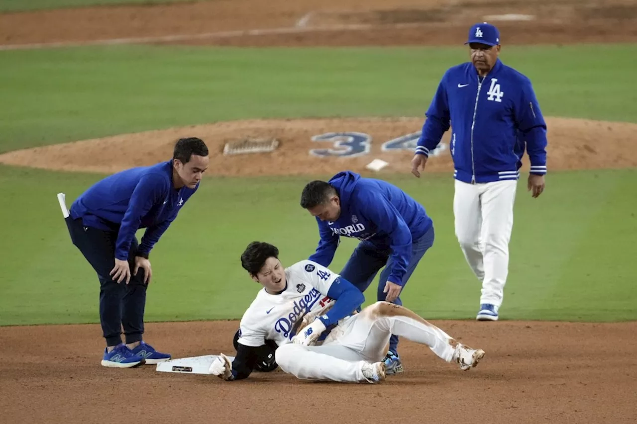 Shohei Ohtani injures left arm sliding into second during World Series Game 2, severity uncertain