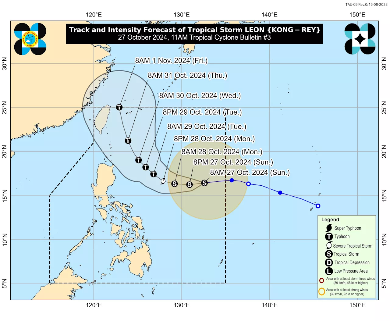 Leon continues westward move over Philippine Sea, to intensify next 24 hrs