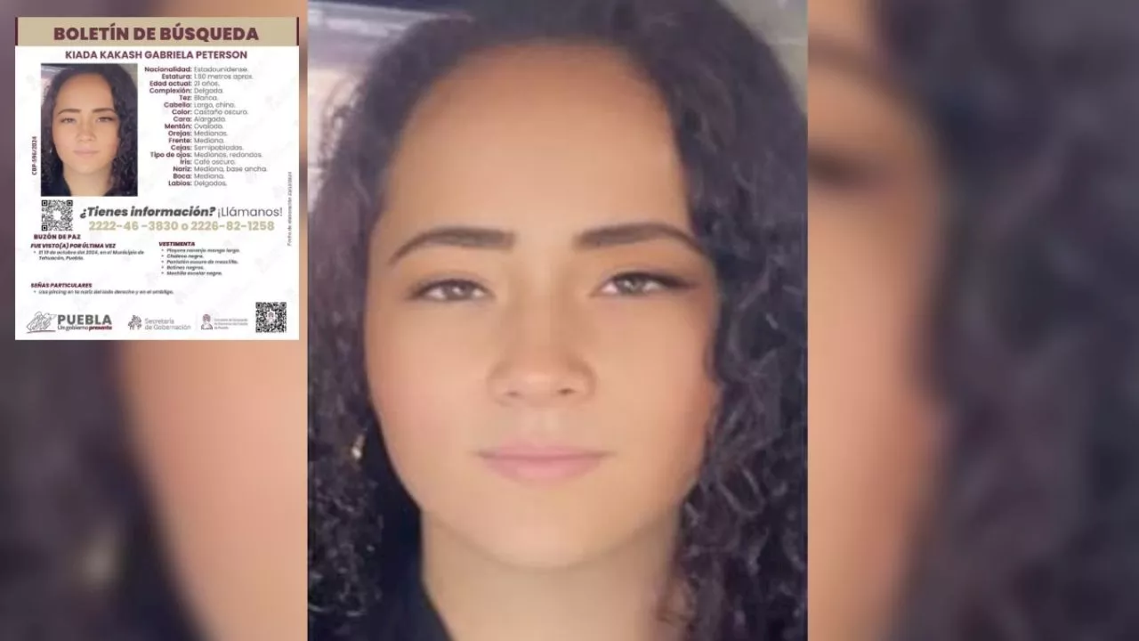 Kiada, una joven estadounidense, desapareció en Tehuacán, Puebla; se dirigía a la universidad pero nunca llegó