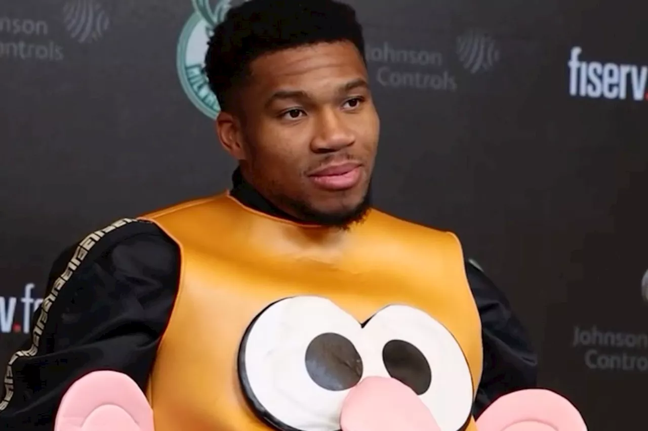 Giannis Antetokounmpo Rocks Mr. Potato Head Costume at Postgame Press Conference: 'I'm a Father First'