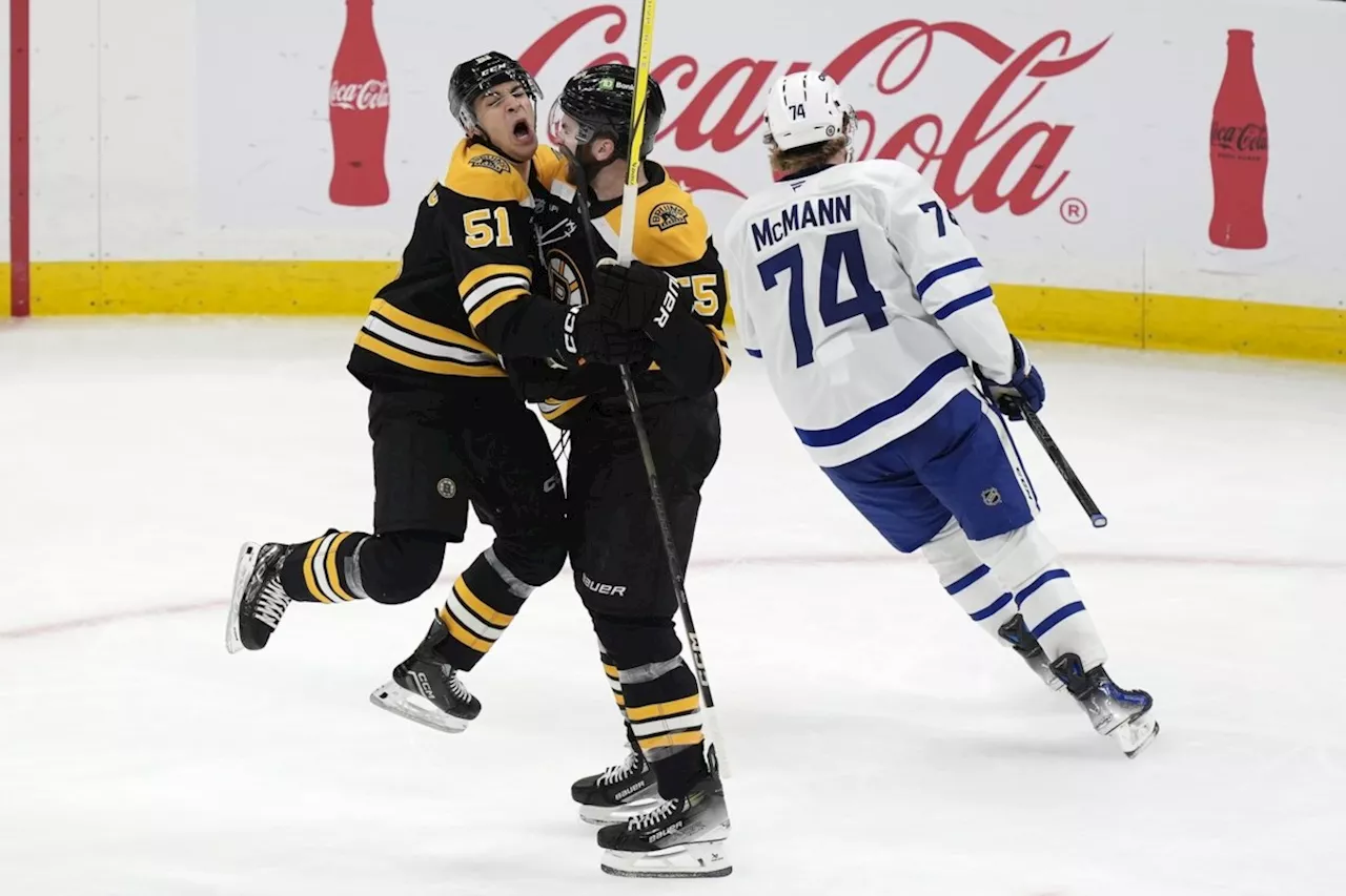 Marchand scores in overtime as Bruins beat Maple Leafs 4-3