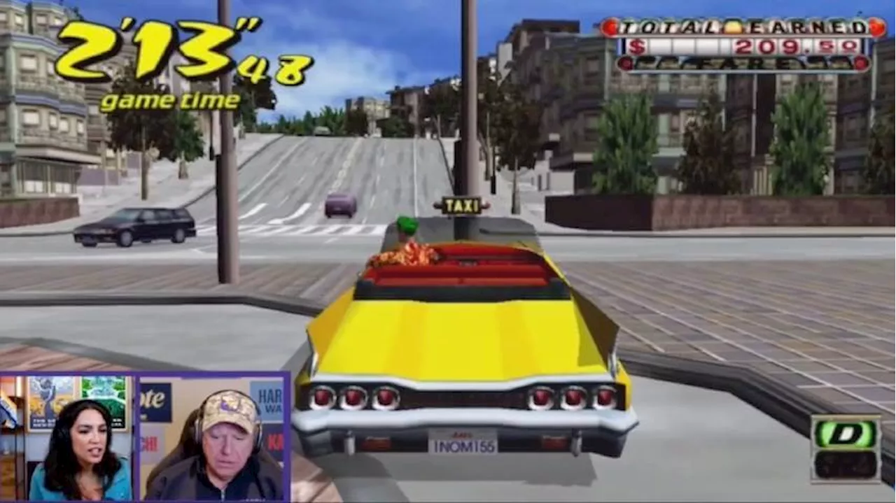 Hey, hey, come on over and have some fun watching Tim Walz play Crazy Taxi