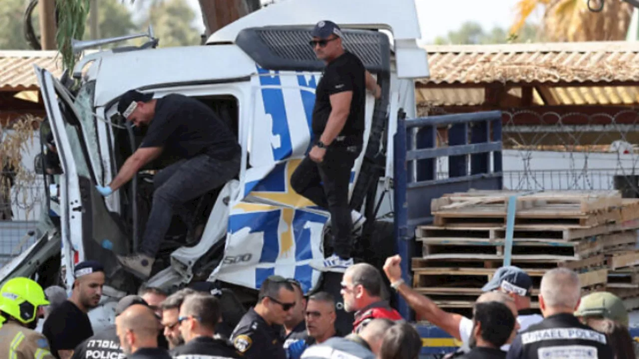 At least 35 injured after lorry rams into Tel Aviv bus stop near IDF base as police say driver ‘shot and n...