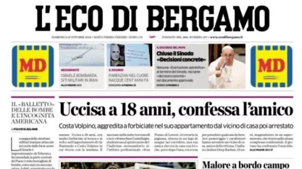 L'Eco di Bergamo titola in prima pagina: 'L'Atalanta dà spettacolo, 6-1 al Verona'