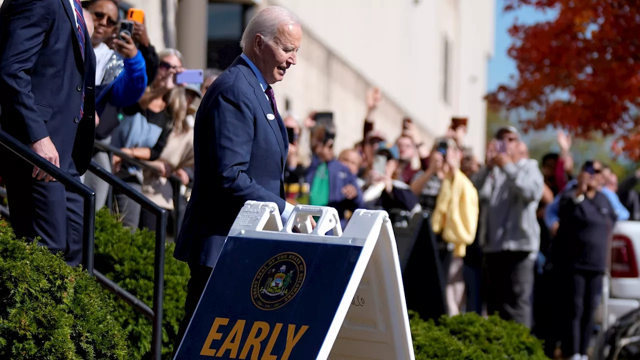 President Biden casts early ballot near his Delaware home after waiting in line with other voters