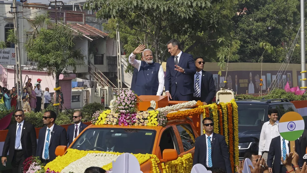 The leaders of India and Spain launch India's first private military aircraft plant