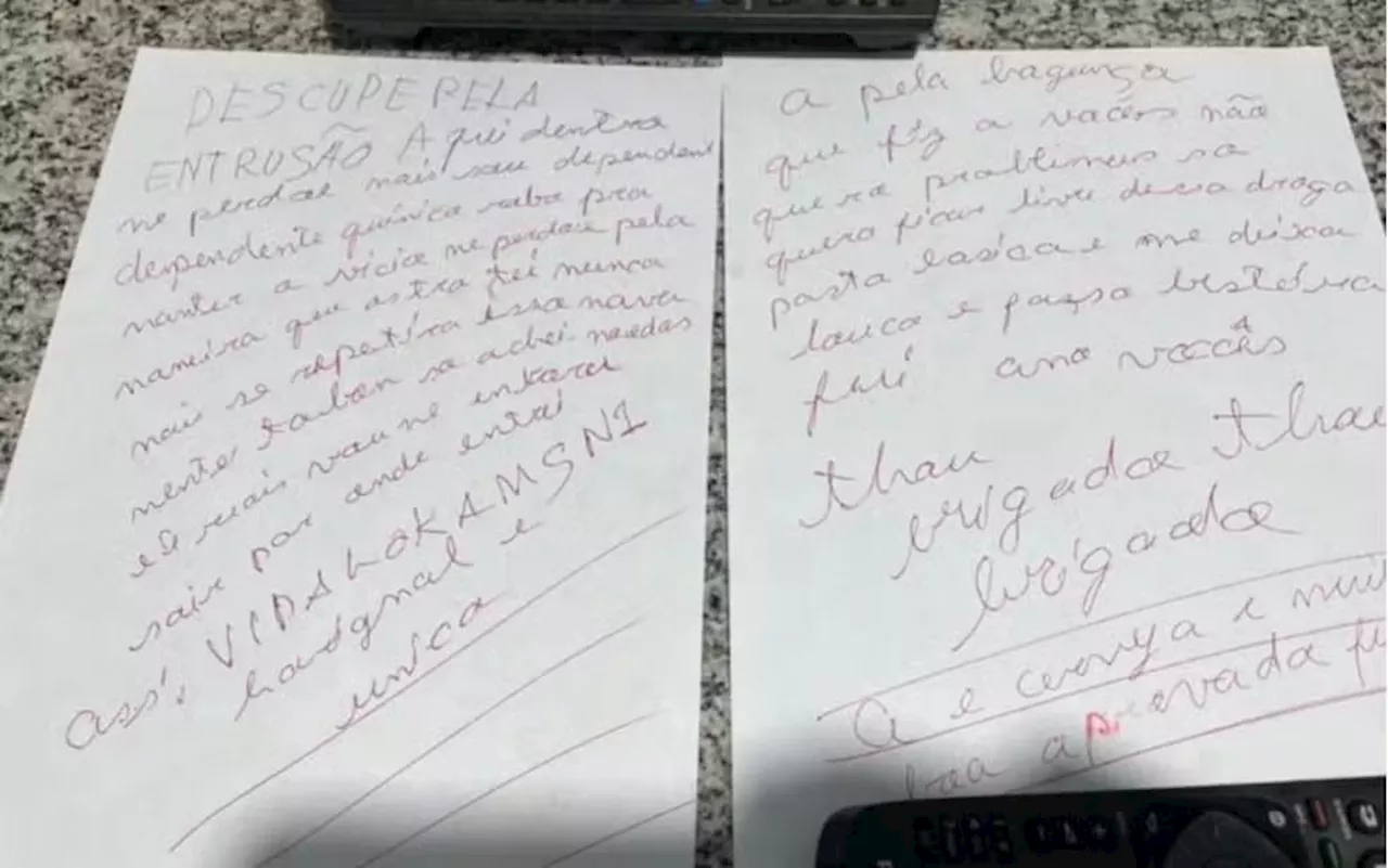 Ladrão deixa carta pedindo desculpas após furtar estabelecimentos: “Amo vocês”