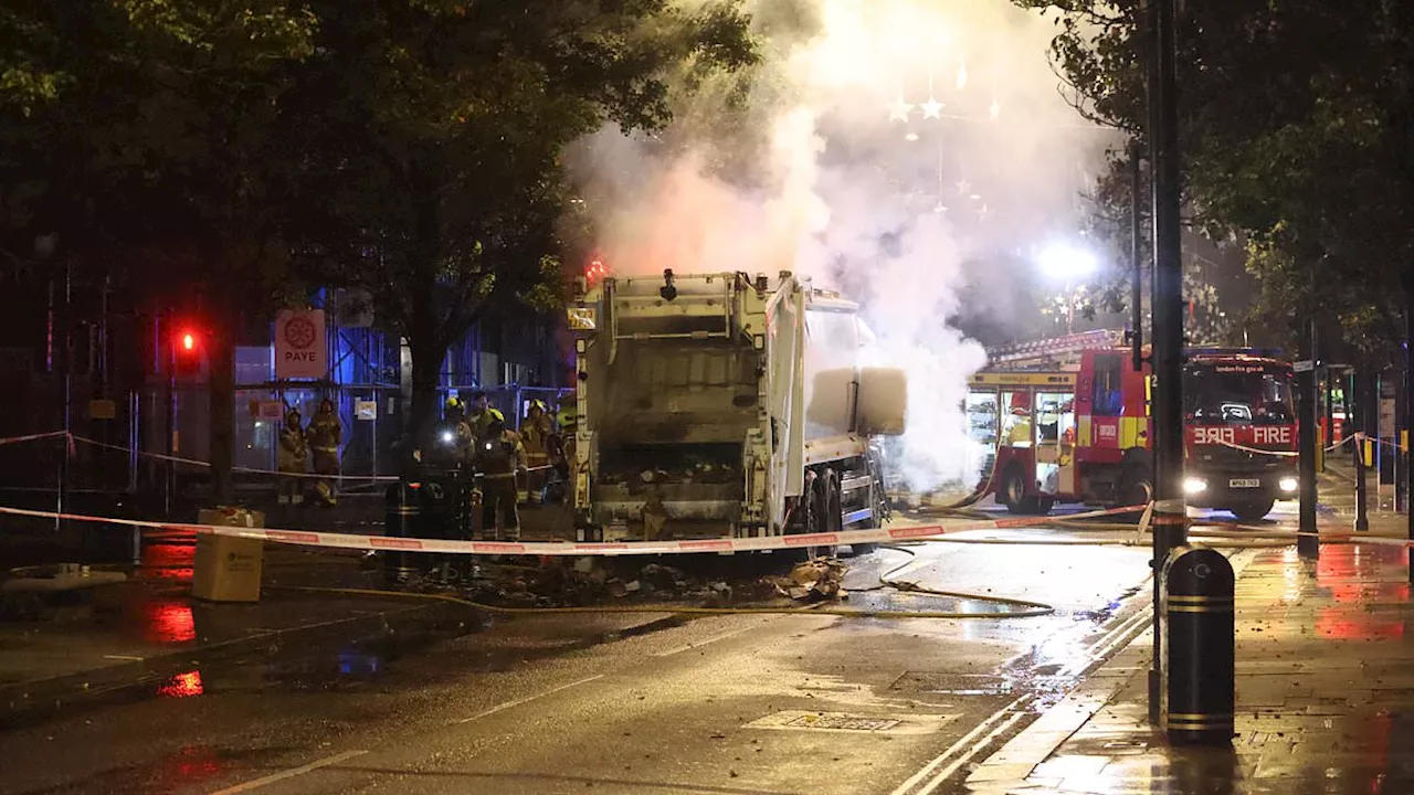 Moment electric bin lorry bursts into flames in central London: Probe into how £580k...