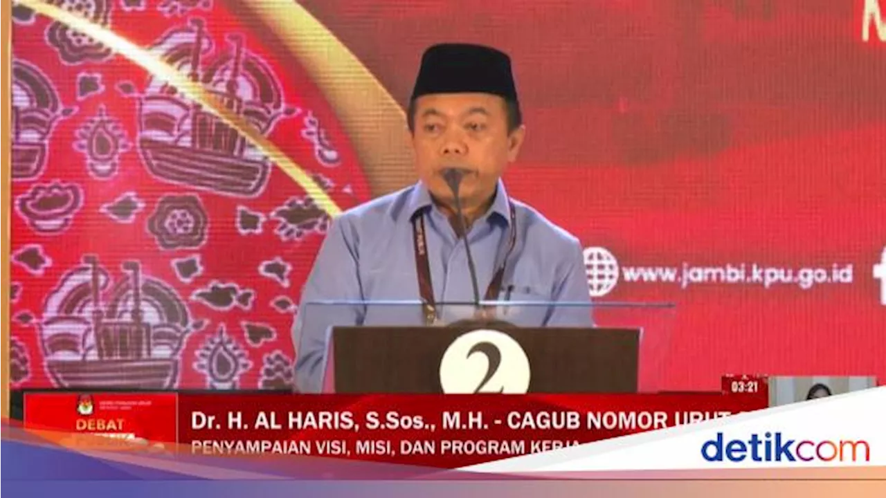 Al Haris Paparkan 12 Program Oke Gas di Debat Perdana Pilgub Jambi