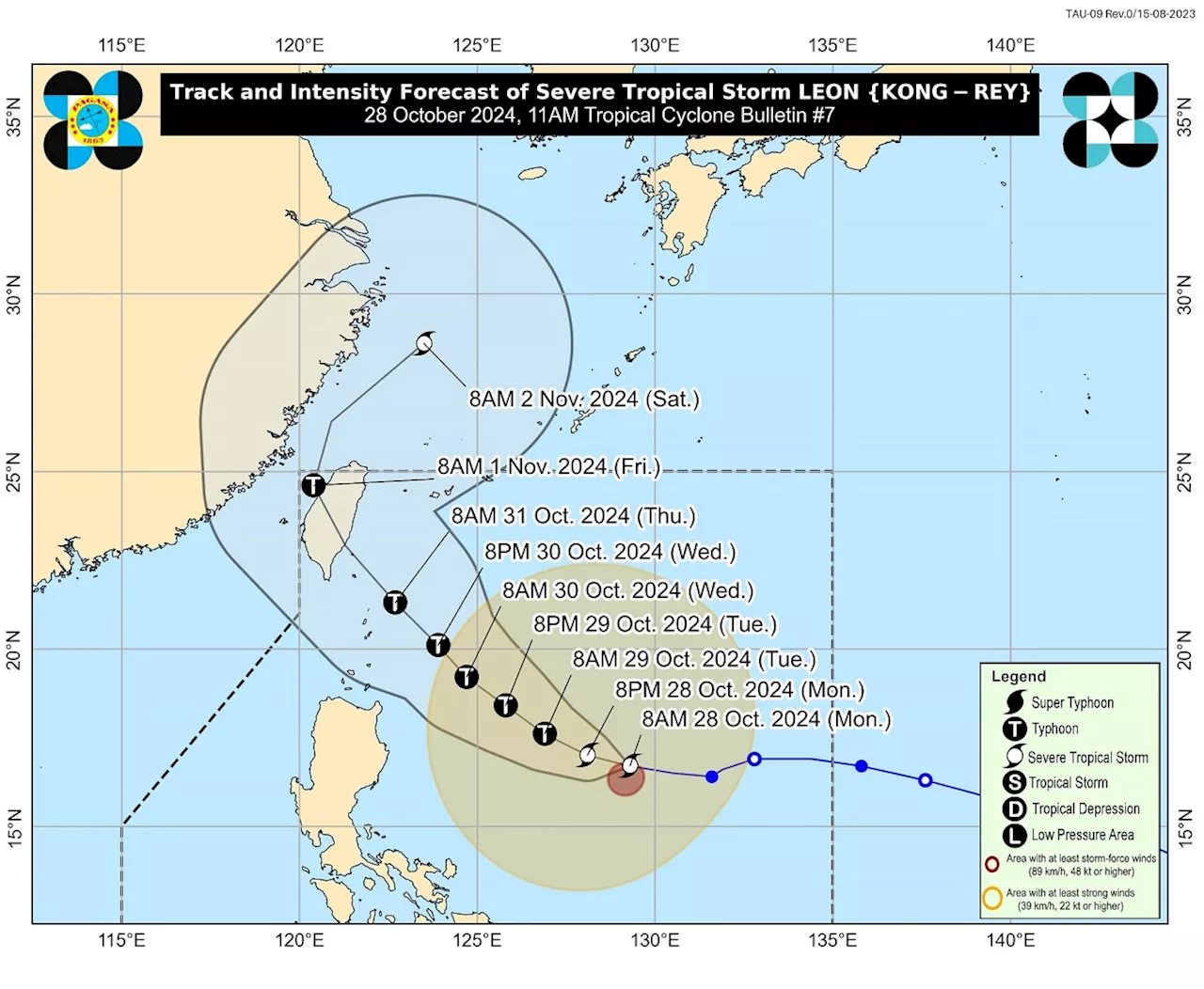 Leon now a severe tropical storm; 12 areas under Signal No. 1