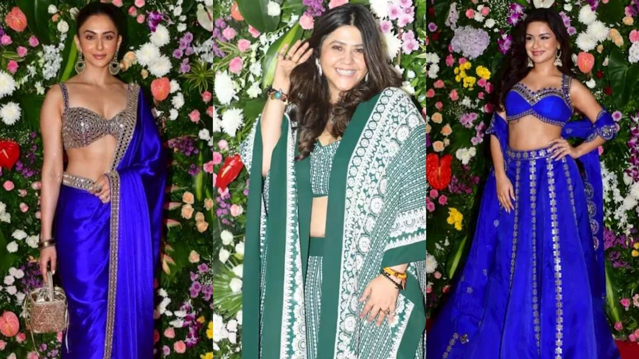 स्टाइलिश साड़ी में रकुल प्रीत सिंह ने लगाया ग्लैमर का तड़का, Ekta Kapoor की दिवाली पार्टी में चमके ये सेलेब्स