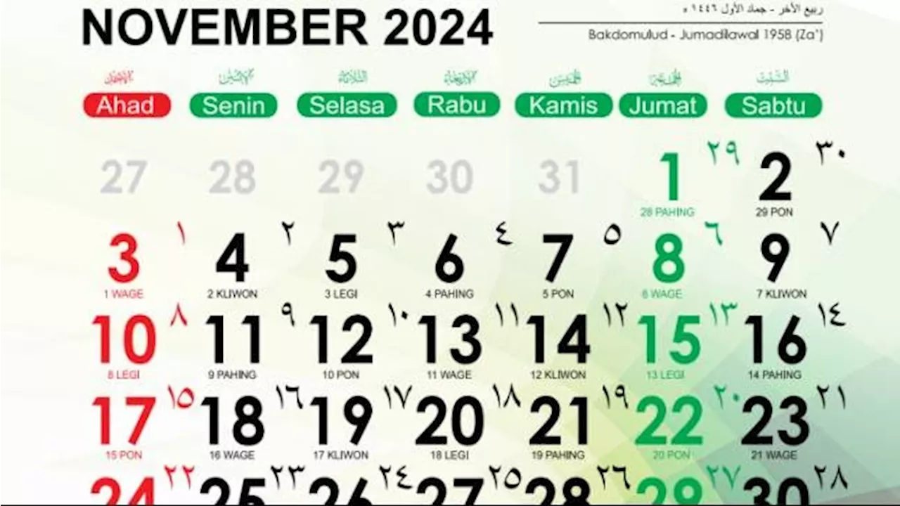 Daftar Peringatan Hari Nasional dan Internasional November 2024, Adakah Tanggal Merah?