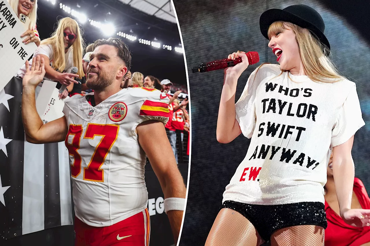 Travis Kelce high-fives Chiefs fan dressed up as Taylor Swift after beating Raiders