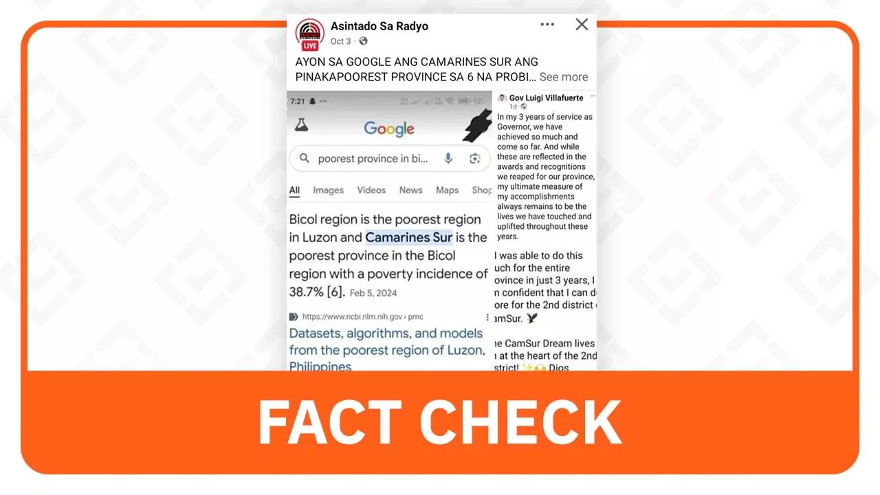 FACT CHECK: CamSur not poorest province in Bicol as of 2023