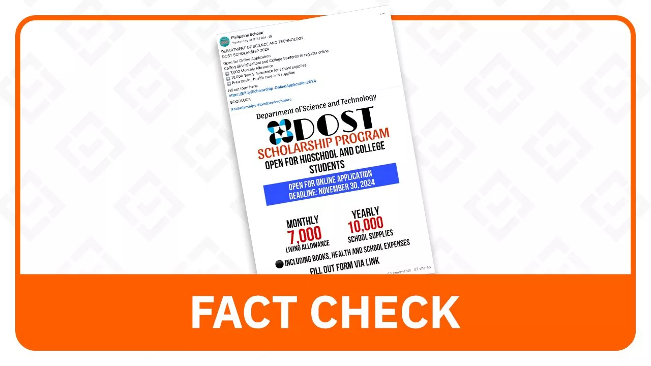 FACT CHECK: Circulating link for DOST scholarship application is fake