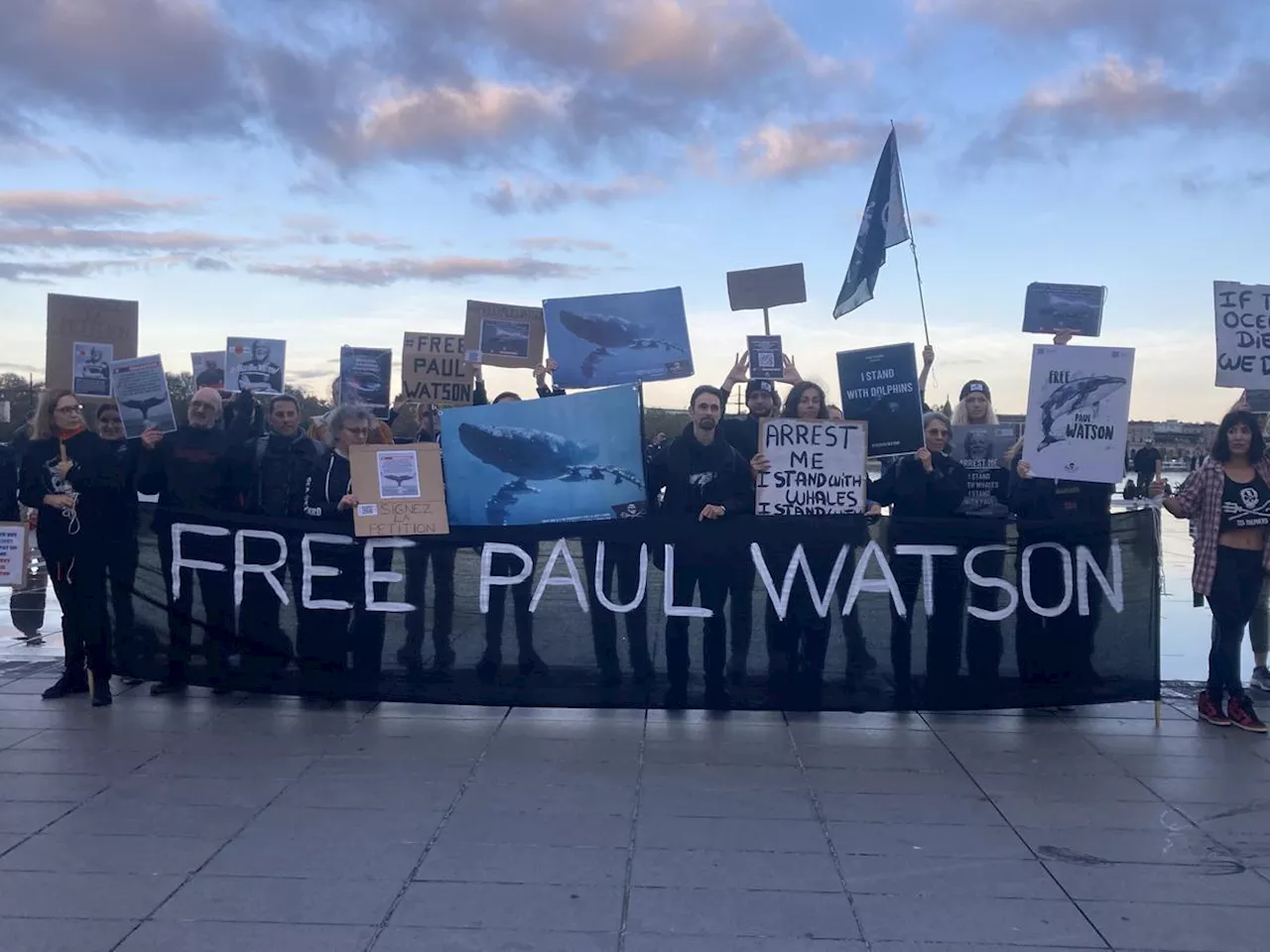 « Si les océans meurent, nous mourrons », nouvelle mobilisation en soutien à Paul Watson sur le miroir d’eau de Bordeaux