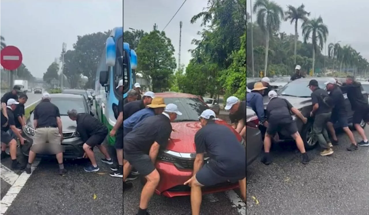 [Video] Aksi Sekumpulan Mat Saleh Angkat & Alihkan Kereta Halang Laluan Bas Curi Perhatian