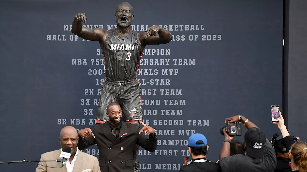 Heat unveil statue of Wade outside the front of team's arena