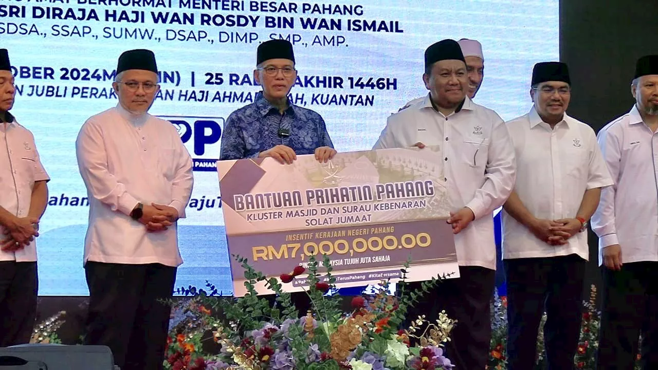 Kerajaan Pahang peruntuk RM9.28 juta kepada institusi agama Islam seluruh negeri