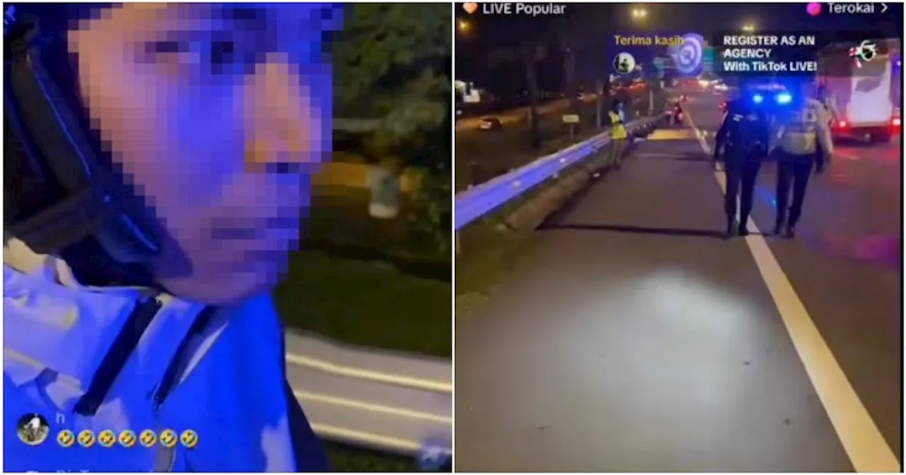 Motorcyclist Invades Accident Scene for TikTok Live Content, Gets Schooled by Police While Still Recording