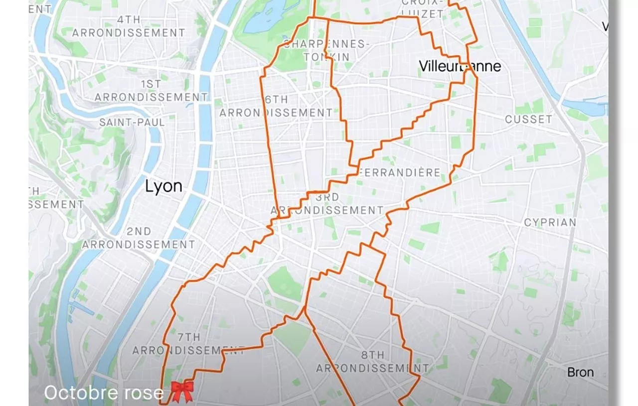 Lyon : Ils réalisent un parcours GPS en forme de ruban pour Octobre rose