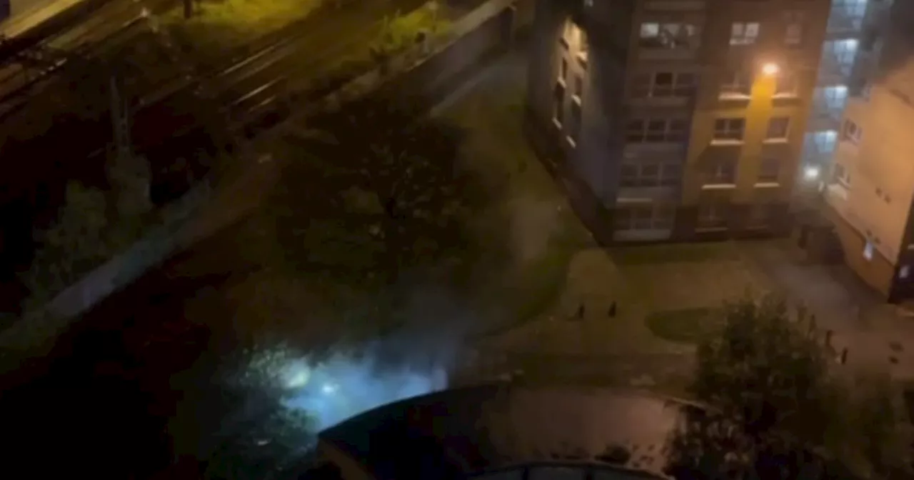 Moment 'suspect item' is blown up at Scots flats as man arrested