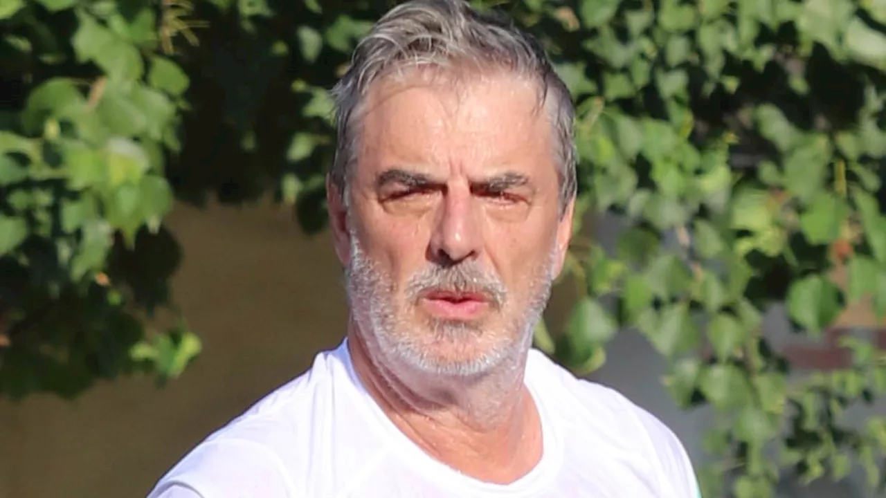 Chris Noth looks worlds away from suave Sex And The City character as he surfaces in wet sweatpants...