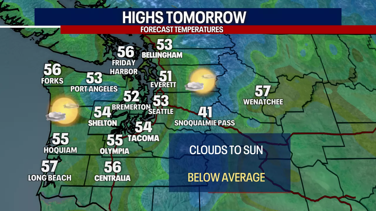 Seattle weather: Morning clouds to crisp, sunny Tuesday