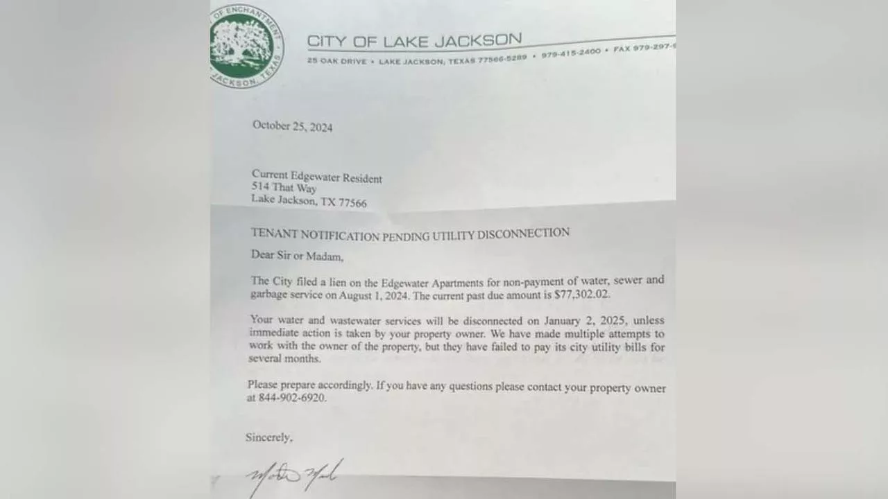 Lake Jackson apartment complex owes city money, tenants face utility disconnection