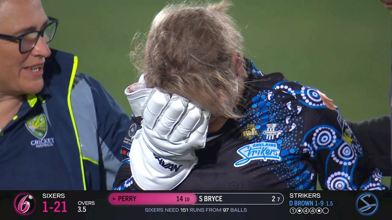 Scary scenes as Big Bash star forced off field after copping nasty blow to head