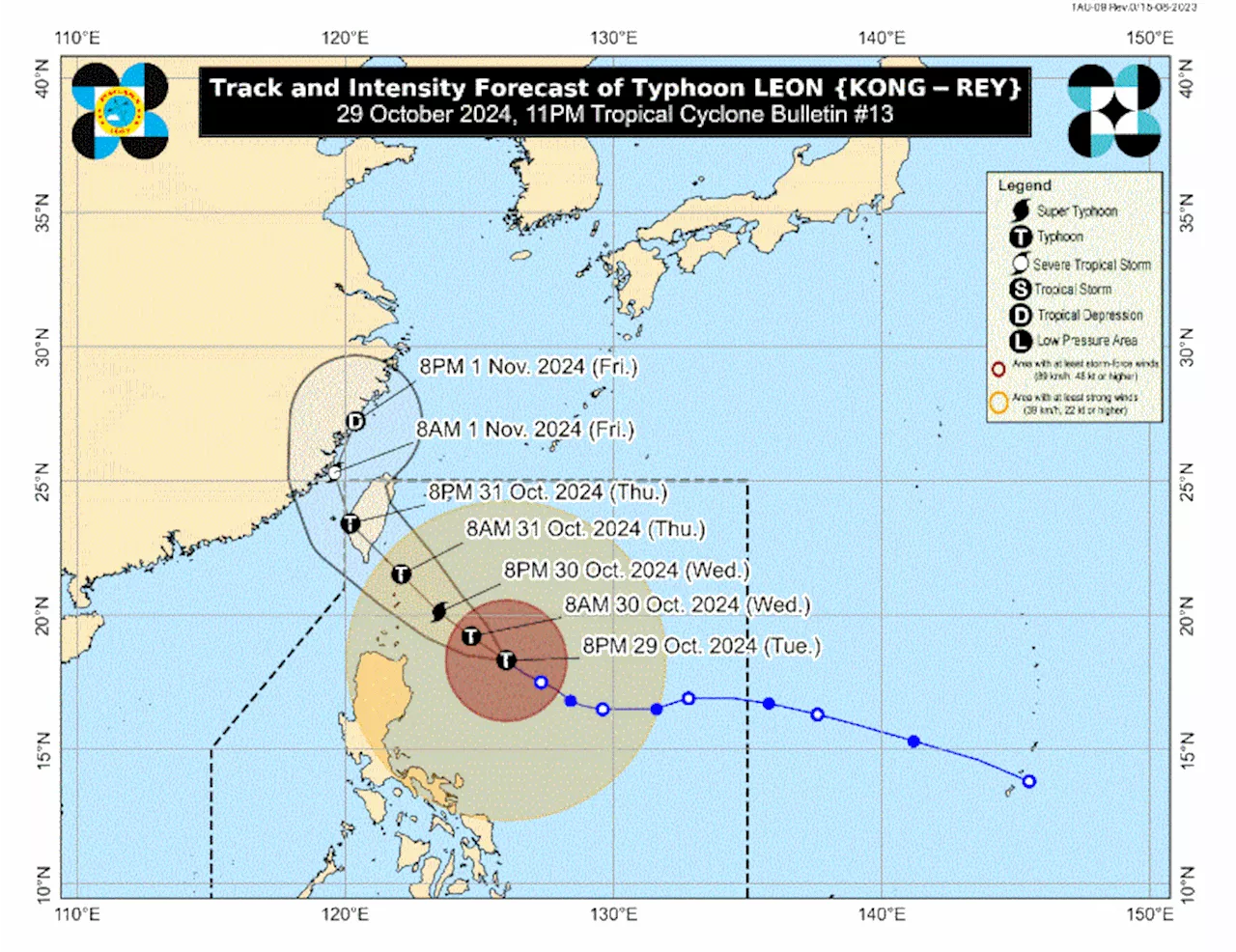 Signal No. 3 up over Batanes, eastern portion of Babuyan Is. as Leon further intensifies