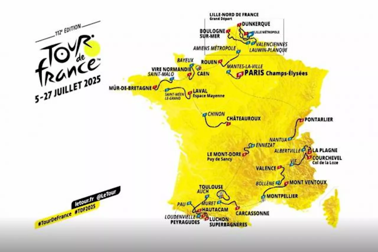 Parcours du Tour de France 2025, programme et carte détaillée étape par étape