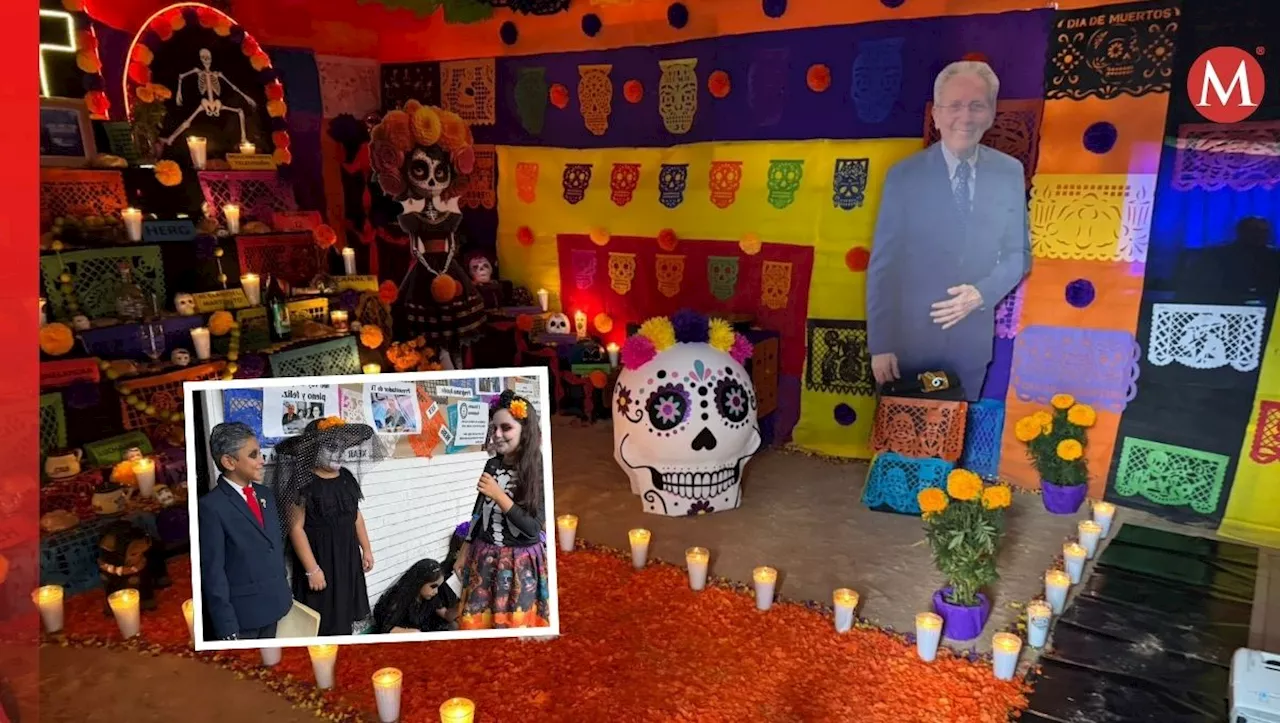 Dedican altar de muertos al Arquitecto Héctor Benavides en primaria de Monterrey; 'es un ícono en nuestra ciud