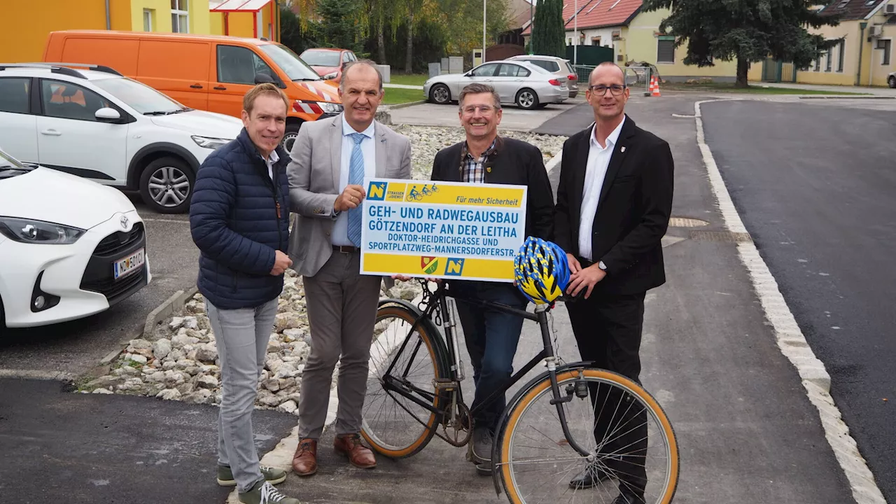 Radwegausbau in Götzendorf: Die ersten 145 Meter sind fertig