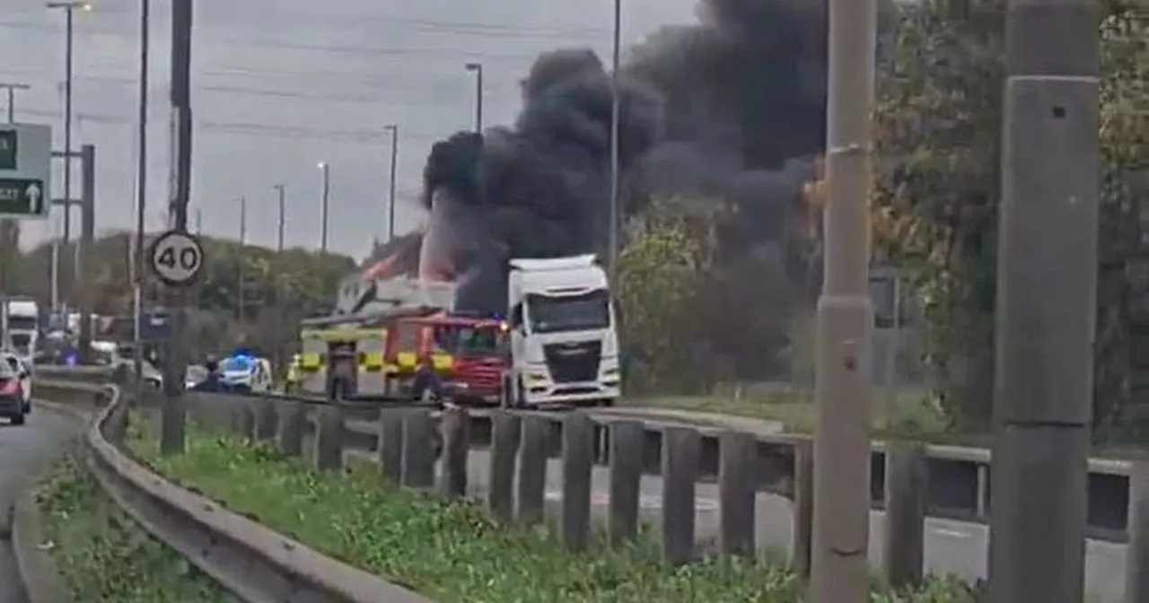 A453 live Nottingham travel updates as road closed seven hours after trailer fire which 'keeps reigniting'