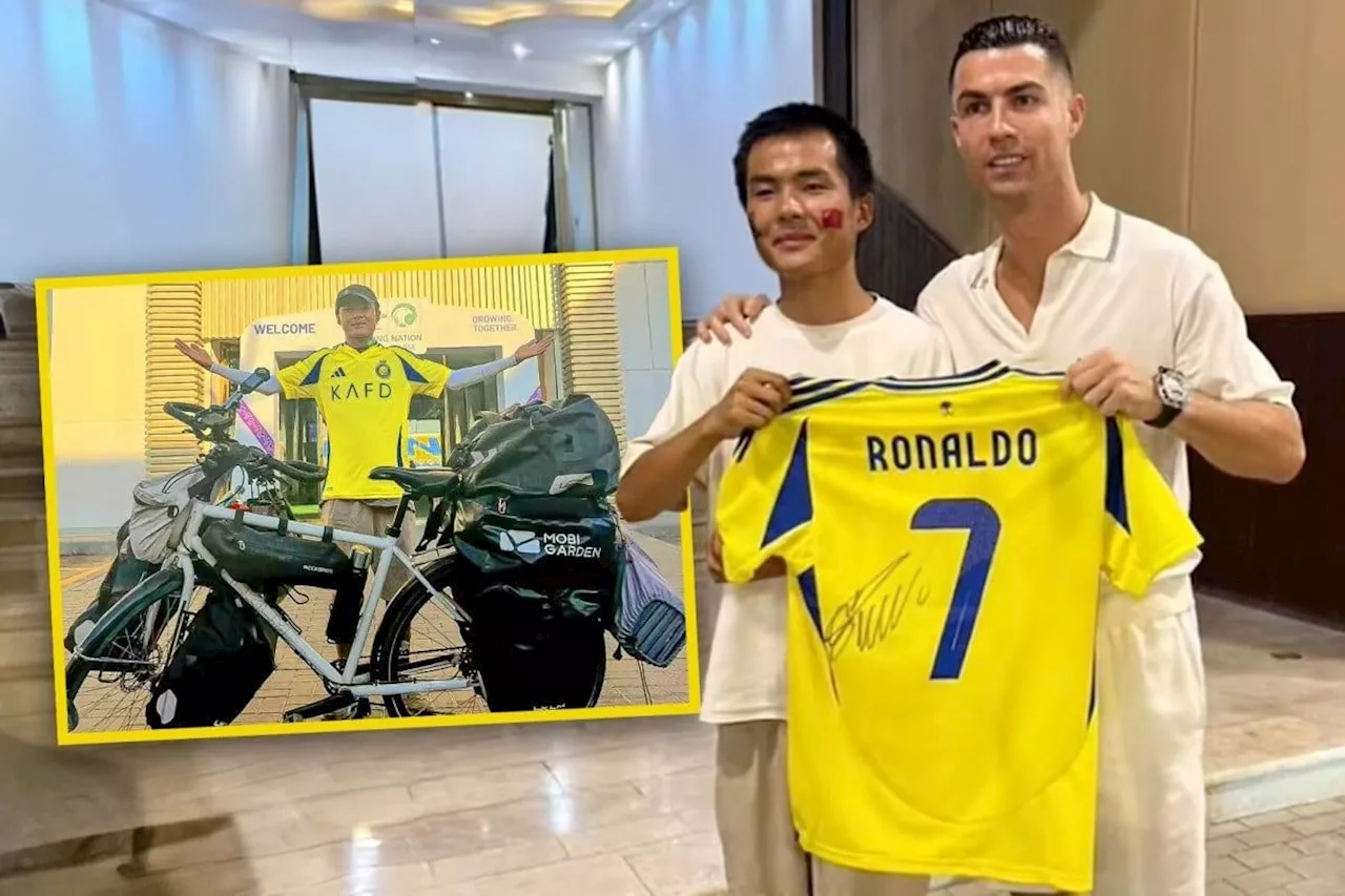 Devoted Cristiano Ronaldo football fan takes 13,000km bicycle ride from China to meet idol