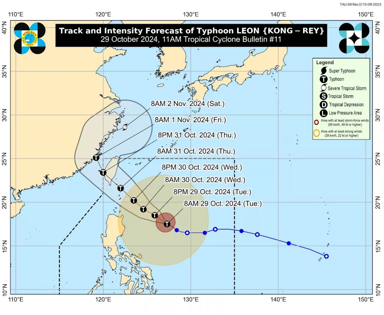 Signal No. 2 up in Luzon areas as 'Leon' intensifies into a typhoon