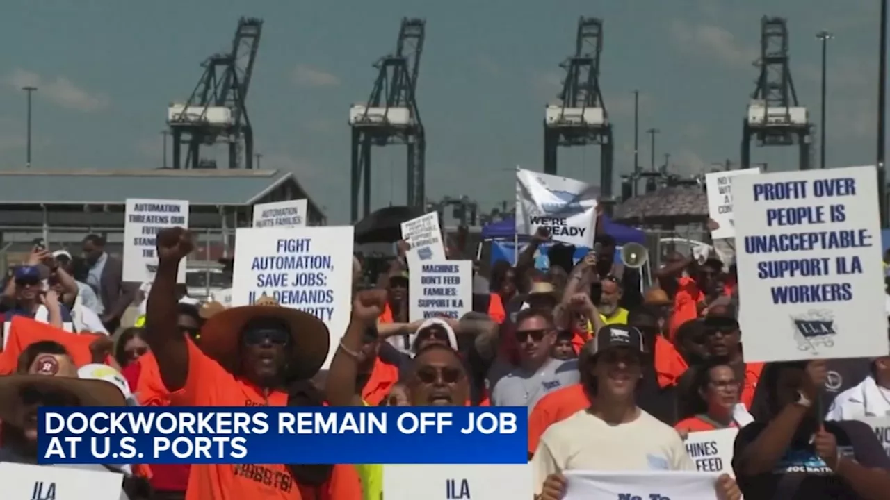 Port strike day 3: Dockworkers join other unions in trying to fend off automation