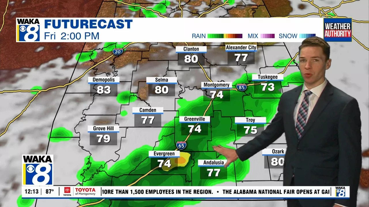 Mainly dry, warm Thursday; Mainly cloudy, cooler with rain Friday