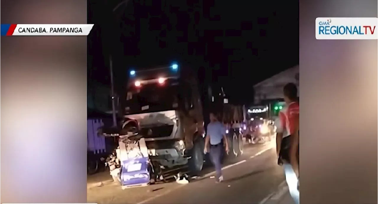 2 bata, kabilang sa 3 nasawi nang mabangga ng truck ang nag-U-turn na tricycle sa Pampanga