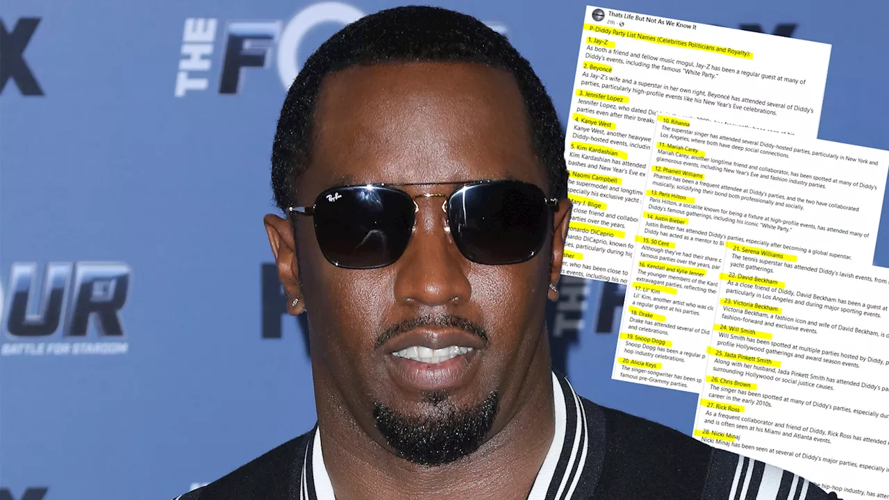  Diddy-Partys: Diese Namen standen auf der Gästeliste