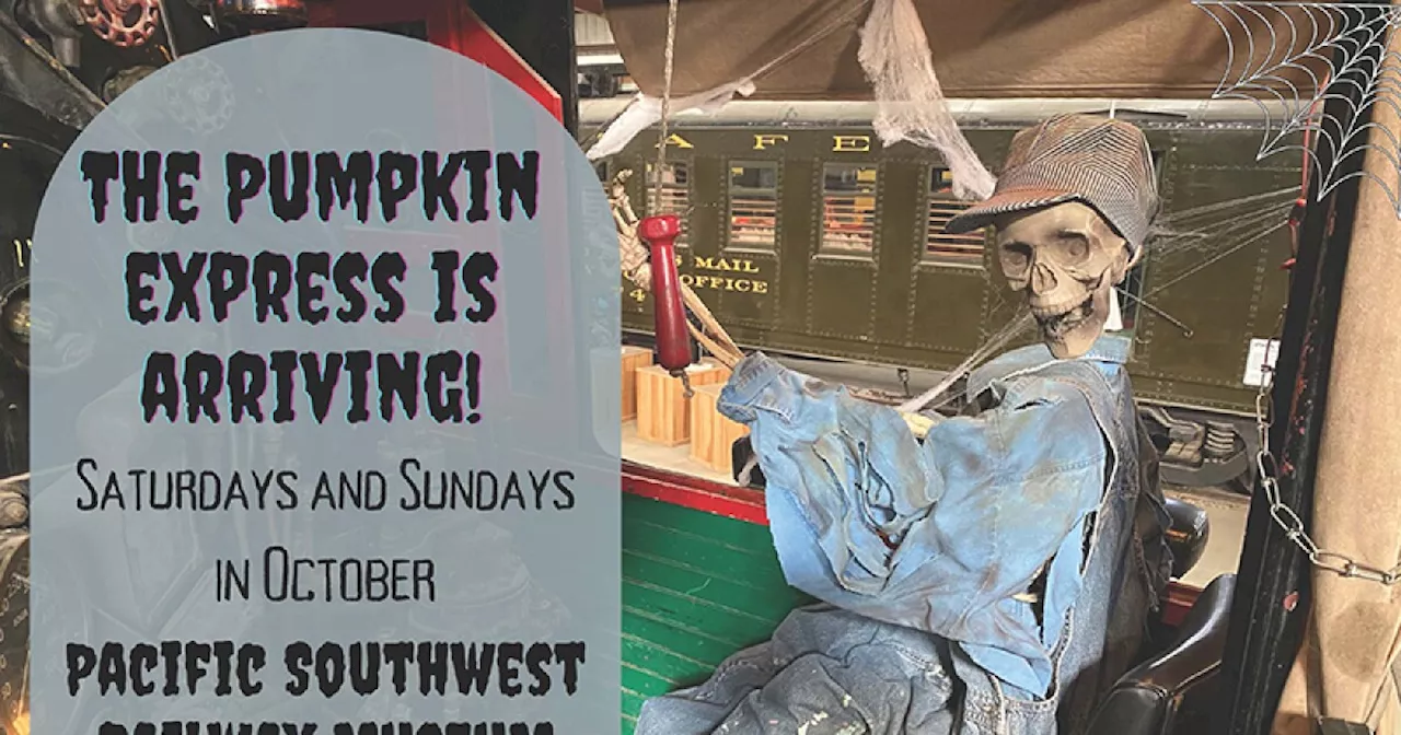 Pumpkin Express is arriving at the Pacific Southwest Railway Museum